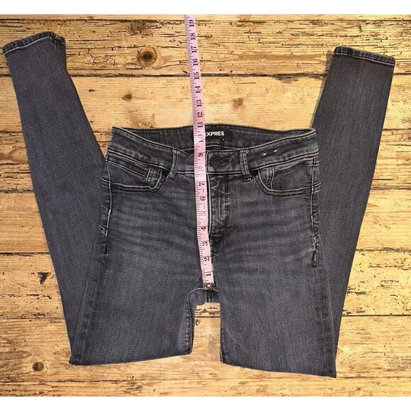 Express Womens Size 6R Grey Dark Wash Stretch Perfect Lift Skinny Jeans - Picture 6 of 9